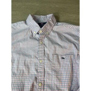 Vineyard Vines Slim Fit Tucker Shirt Mens Medium Pink Blue Gingham Button Down